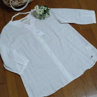 クロコダイル(Crocodile)のクロコダイル　コットン　七分袖　ブラウス　シャツ　チュニック(シャツ/ブラウス(長袖/七分))