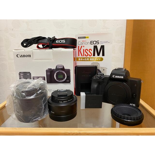 電子ビュータイプ本体横幅Canon  EOS KISS M Wレンズキット BK&写るんですレンズ付き