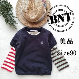 ビーエヌティー(BNT)の美品◆BNT 半袖 薄手 スエット カットソー 90◆ネイビー 子供服 おしゃれ(Tシャツ/カットソー)