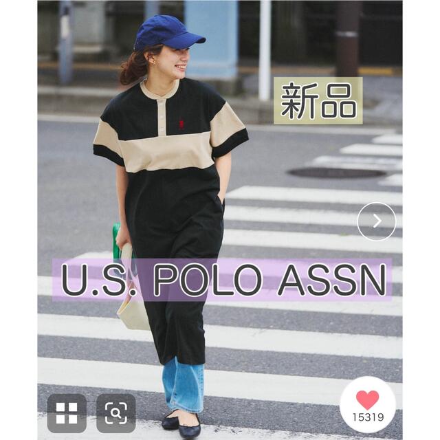  新品　U.S. POLO ASSN. ロングワンピース　 半袖　ブラック レディースのワンピース(ロングワンピース/マキシワンピース)の商品写真