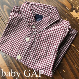 ベビーギャップ(babyGAP)のbaby GAP 長袖赤ギンガムチェック 綿100% 90cm(ブラウス)