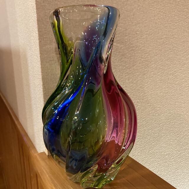花瓶　ガラス　カラフル レインボー  フラワーべース　美品