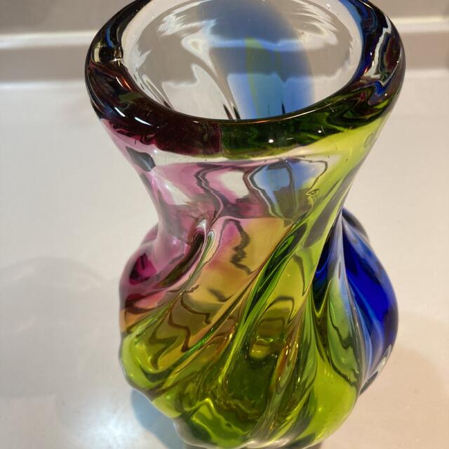 花瓶　ガラス　カラフル レインボー  フラワーべース　美品 4