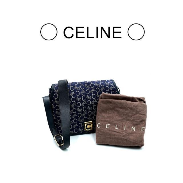 内1✔付属品【美品】 CELINE セリーヌ　ヴィンテージ　Cマカダム　ショルダーバッグ　紺