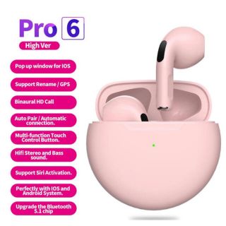 ★新品★ 最新 AirPro6 ワイヤレスイヤホン　ピンク(ヘッドフォン/イヤフォン)