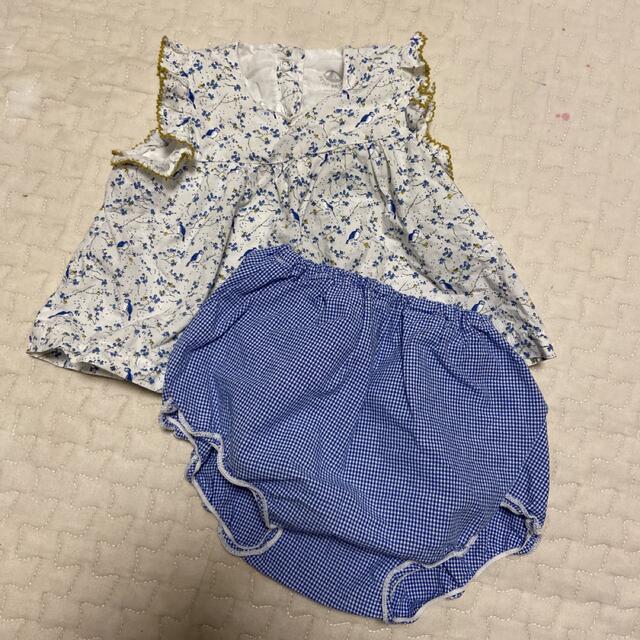 プチバトー 小鳥柄ブラウス ブルマ