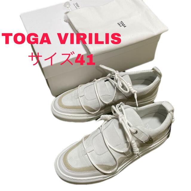 靴/シューズ【新品】TOGA VIRILIS スタッズレザースニーカー ホワイト ローファー