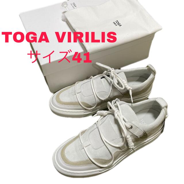 TOGA(トーガ)の【新品】TOGA VIRILIS スタッズレザースニーカー ホワイト ローファー メンズの靴/シューズ(スニーカー)の商品写真