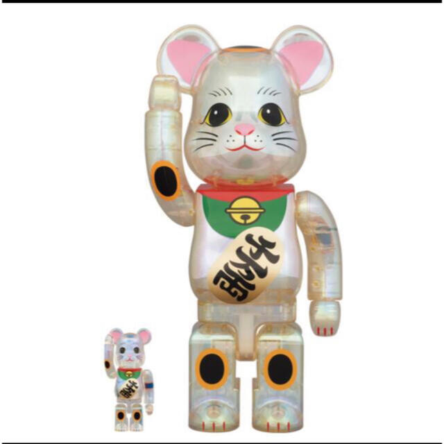 BE@RBRICK 招き猫 透明メッキ 100％ & 400％ ハンドメイドのおもちゃ(フィギュア)の商品写真