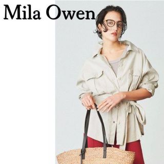 ミラオーウェン(Mila Owen)のウエストリボンでスタイルアップ 色っぽリボン長袖シャツ　ベージュ　フリー(シャツ/ブラウス(長袖/七分))