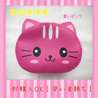 【 新品未使用】ポシェット ポーチ キッズ 子供 猫ちゃん女の子 濃いピンク(ポシェット)