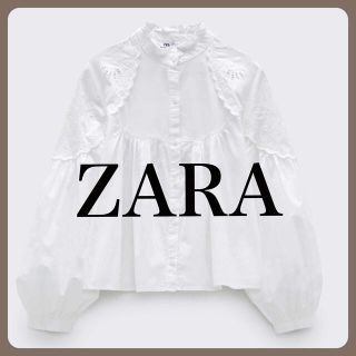 ザラ(ZARA)の【美品】ZARA ポプリシャツ ホワイト(シャツ/ブラウス(長袖/七分))