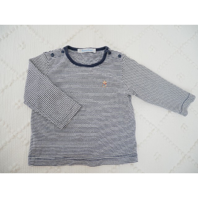 familiar(ファミリア)のfamiliar 紺×白 長袖Tシャツ キッズ/ベビー/マタニティのベビー服(~85cm)(Ｔシャツ)の商品写真