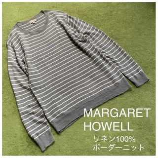 マーガレットハウエル(MARGARET HOWELL)のMARGARET HOWELL  マーガレットハウエル　リネンボーダーニットL(ニット/セーター)