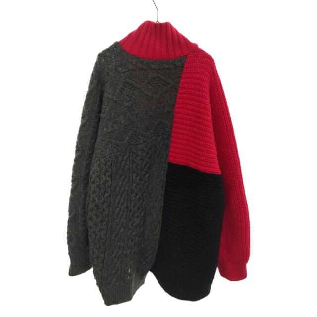 kolor カラー 18AW ボリューム ウール ビッグ タートル クレイジーパターンニットセータ- レッド/グレー 18WCM-N01301