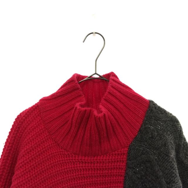 kolor カラー 18AW ボリューム ウール ビッグ タートル クレイジーパターンニットセータ- レッド/グレー 18WCM-N01301