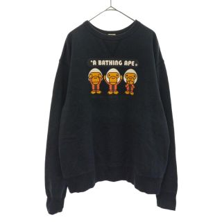 アベイシングエイプ(A BATHING APE)のA BATHING APE アベイシングエイプ ape shall never kill ape BABY MILOプリントクルーネックスウェットトレーナー ネイビー(スウェット)