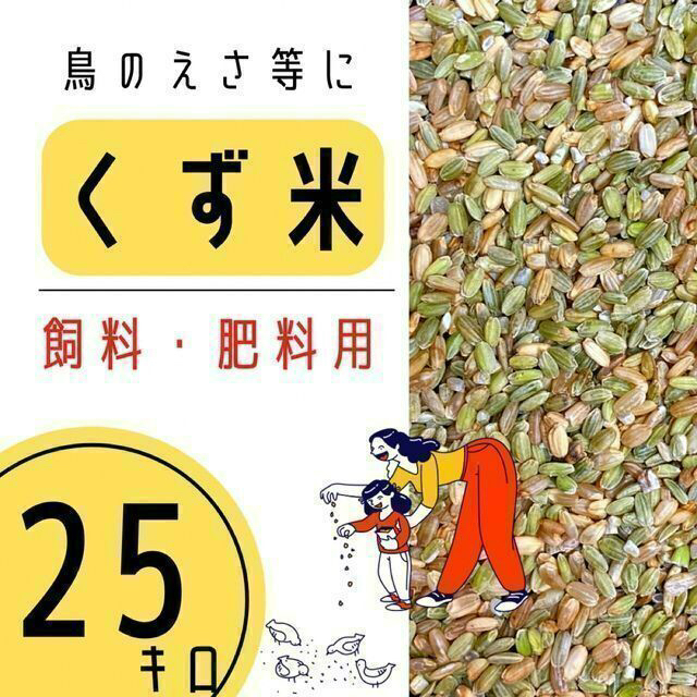 くず米 25kg 青米 小米 肥料 鳥の餌 飼料 玄米 安い 小動物 にわとり 食品/飲料/酒の食品(米/穀物)の商品写真