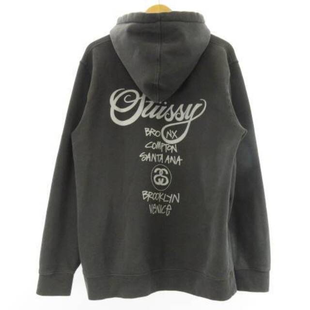 STUSSY(ステューシー)のステューシー パーカー スウェット フーディー ロゴ プリント 長袖 グレー M メンズのトップス(パーカー)の商品写真