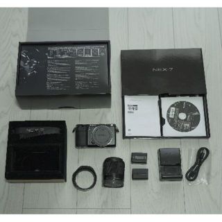 ソニー(SONY)の【美品 箱付】sony NEX-7 ｽﾞｰﾑﾚﾝｽﾞｷｯﾄ 予備ﾊﾞｯﾃﾘｰ付き(ミラーレス一眼)