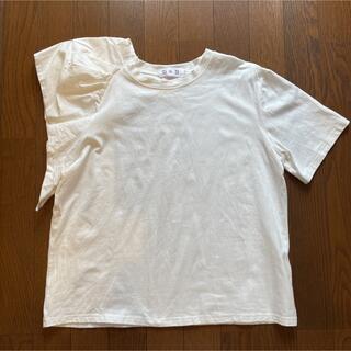 【新品】アシンメトリー♡白♡Tシャツ　トップス♡フリル(Tシャツ(半袖/袖なし))
