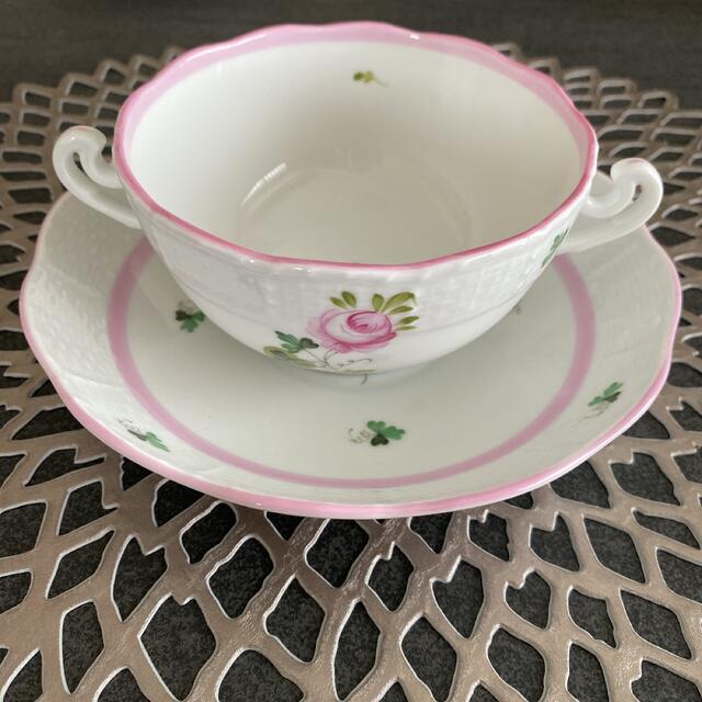 ヘレンド ウィーンの薔薇 ピンク スープカップ & ソーサー-www