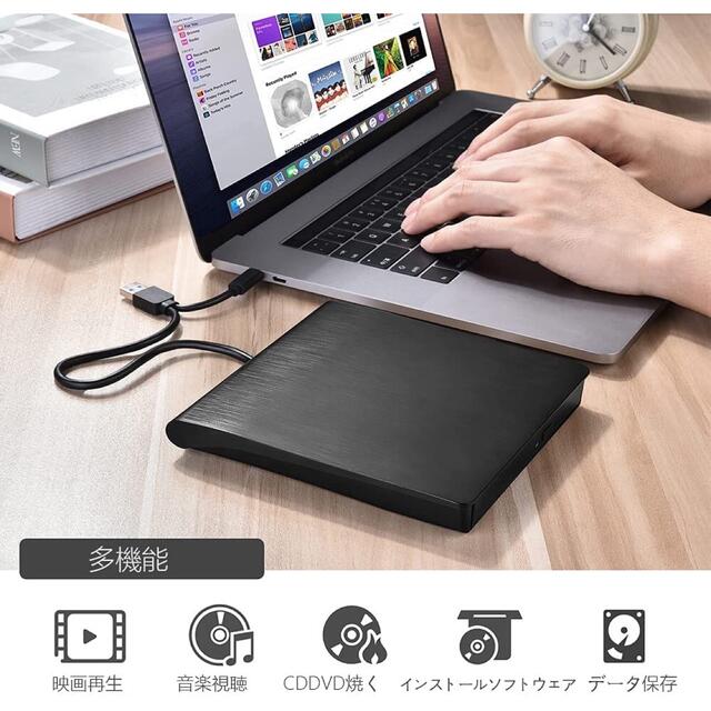 DVDドライブ外付け DVDプレーヤー読み書きUSB/Type-c端子両方対応  スマホ/家電/カメラのテレビ/映像機器(DVDプレーヤー)の商品写真