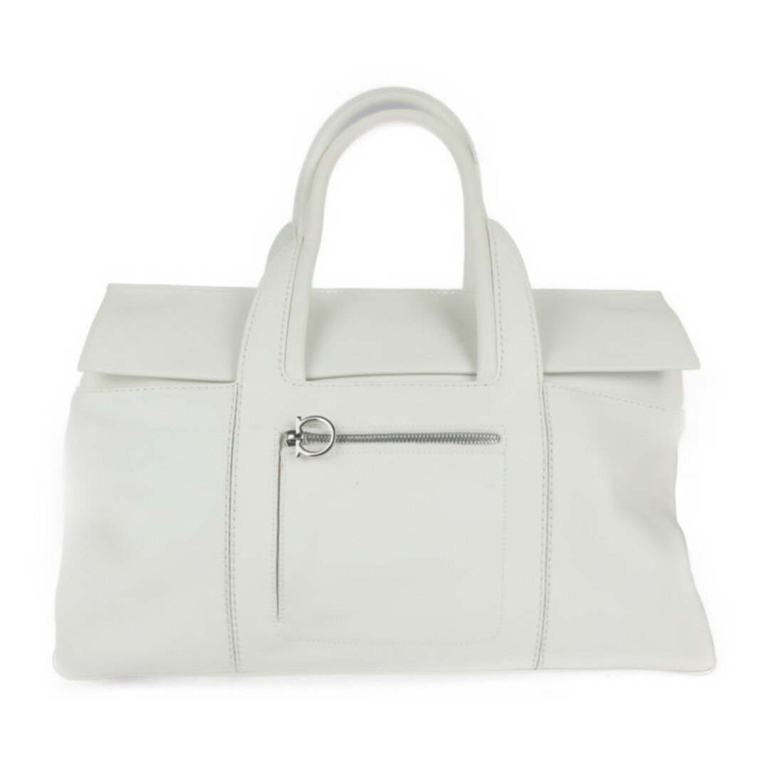 Salvatore Ferragamo(サルヴァトーレフェラガモ)のSalvatore Ferragamo サルヴァトーレ フェラガモ ガンチーニ  ハンドバッグ 21 5312   カーフレザー BIANCO ホワイト シルバー金具  トートバッグ 【本物保証】 レディースのバッグ(ハンドバッグ)の商品写真