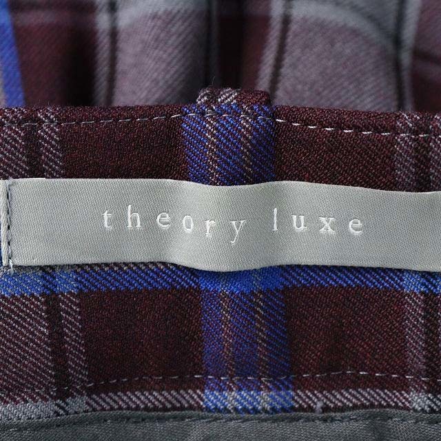 Theory luxe(セオリーリュクス)のセオリーリュクス テーパードパンツ ロング チェック 38 M ボルドー 青 レディースのパンツ(その他)の商品写真