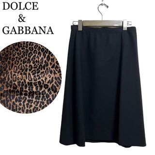 ドルチェアンドガッバーナ(DOLCE&GABBANA)の☆総レオパード柄☆Dolce＆Gabbana スカート 黒 ブラック レディース(ひざ丈スカート)