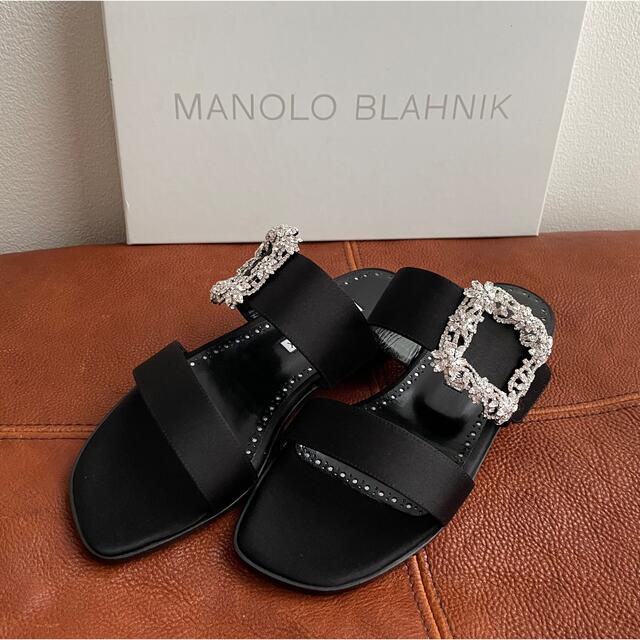 MANOLO BLAHNIK(マノロブラニク)の完売 DROWER別注 Manolo Blahnik サテン サンダル 37 レディースの靴/シューズ(サンダル)の商品写真