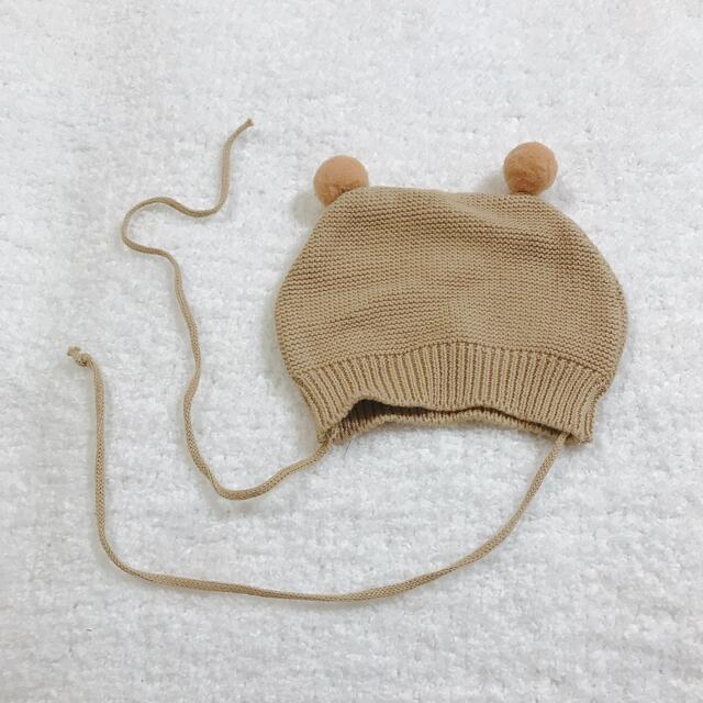 新品 ポンポン帽子 ニット帽 ニット ブラウン くまさん くま耳帽子
