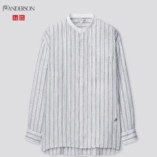 ユニクロ(UNIQLO)のユニクロ プレミアムリネンオーバーサイズストライプスタンドカラーシャツ(長袖)(シャツ)