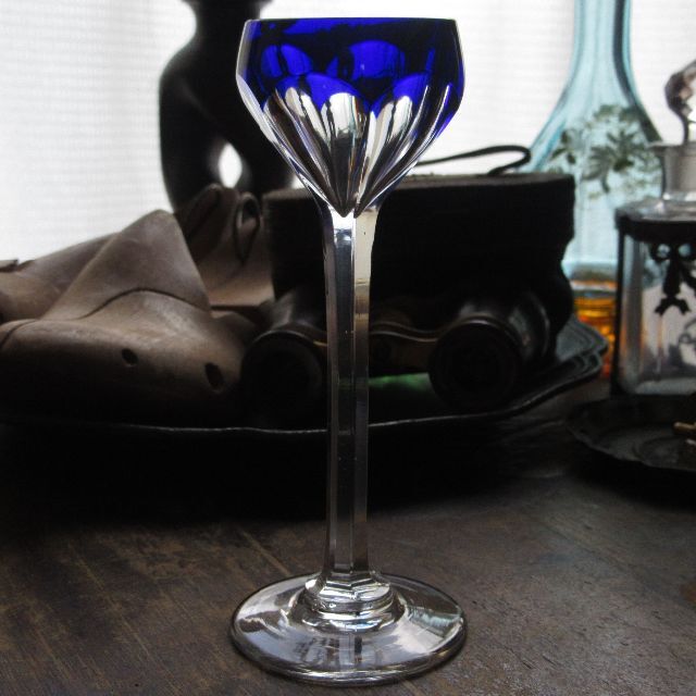 グラス/カップアンティークサンルイ　1920年頃「Forme 367」青被ガラス