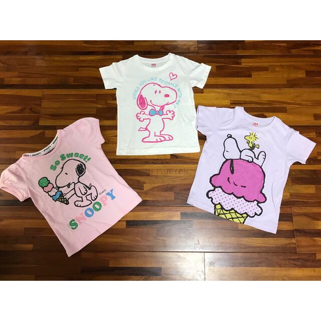 SNOOPY(スヌーピー)の本日限定価格‼️最終値下げ‼️処分価格‼️SNOOPY Tシャツ　まとめ売り3点 キッズ/ベビー/マタニティのキッズ服女の子用(90cm~)(Tシャツ/カットソー)の商品写真