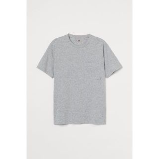 エイチアンドエム(H&M)のH&M プレミアムピマコットン ポケット付きクルーネックTシャツ グレーメランジ(Tシャツ/カットソー(半袖/袖なし))