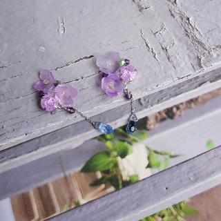 紫陽花のピアス／イヤリング　パープル(イヤリング)