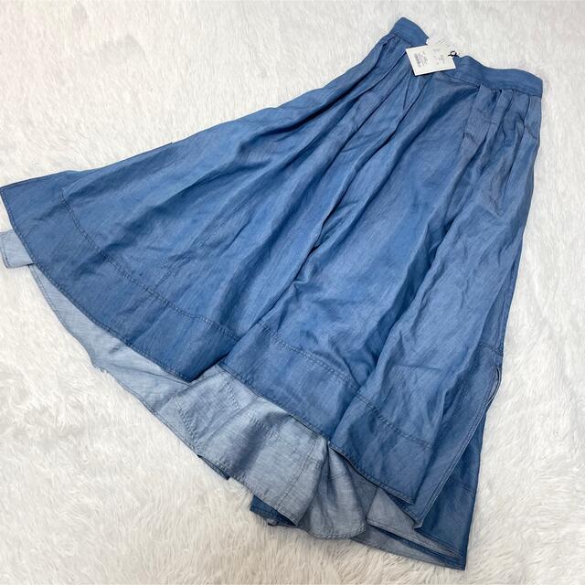 【新品♡】MADISON BLUE ロングスカート　フレア　リネン　ブルー　M