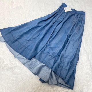 マディソンブルー(MADISONBLUE)の【新品♡】MADISON BLUE ロングスカート　フレア　リネン　ブルー　M(ロングスカート)