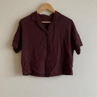 ジーユー(GU)のオープンカラーシャツ　ブラウンシャツ(シャツ/ブラウス(半袖/袖なし))