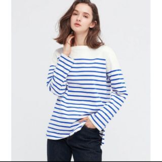 ユニクロ(UNIQLO)のUNIQLO　ボーダーオーバーサイズT(カットソー(長袖/七分))