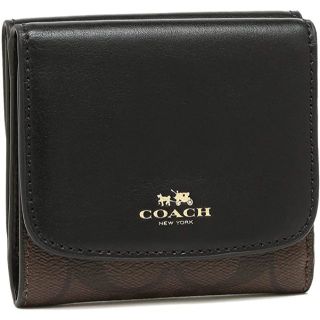 コーチ(COACH)のCOACH F53837 財布 2つ折 シグネチャー ダークブラウン×ブラック(財布)