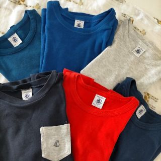 プチバトー(PETIT BATEAU)の【6枚セット】プチバトー　無地　Tシャツ(Tシャツ/カットソー)