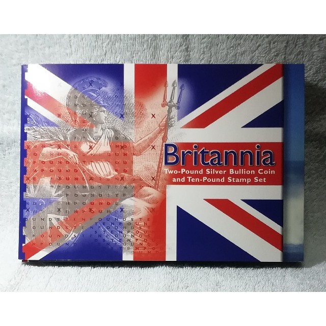 イギリス　ブリタニア1オンス2ポンド銀貨／10ポンド切手ワンセット未使用セット