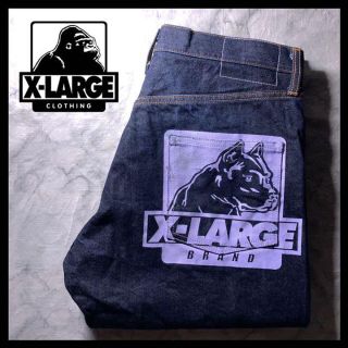 エクストララージ(XLARGE)の希少 X-LARGE デニムパンツ バギーパンツ ワンウォッシュ W32 犬(デニム/ジーンズ)