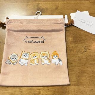 シマムラ(しまむら)の新品 モフサンド 巾着 ポーチ パン柄 ぢゅの mofusand(キャラクターグッズ)