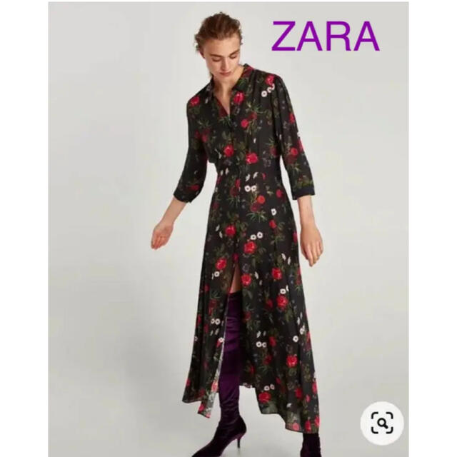 ZARA(ザラ)のZARA 花柄 ロングワンピース  レディースのワンピース(ロングワンピース/マキシワンピース)の商品写真