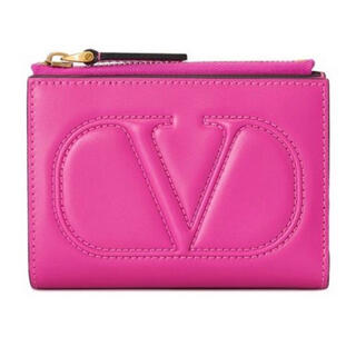 ヴァレンティノガラヴァーニ(valentino garavani)のVALENTINO ヴァレンティノ 二つ折り財布 ピンク 21SSモデル(財布)