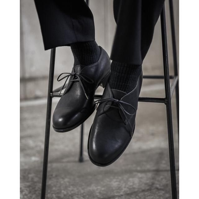 Hender Scheme(エンダースキーマ)の別注　forme short blucher ブラックアルノカーフ　革靴　5.5 メンズの靴/シューズ(ドレス/ビジネス)の商品写真