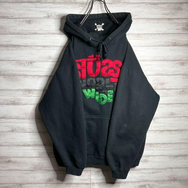 STUSSY - 【USA製!!】ステューシー ✈︎刺繍ロゴ ゆるだぼ パーカー